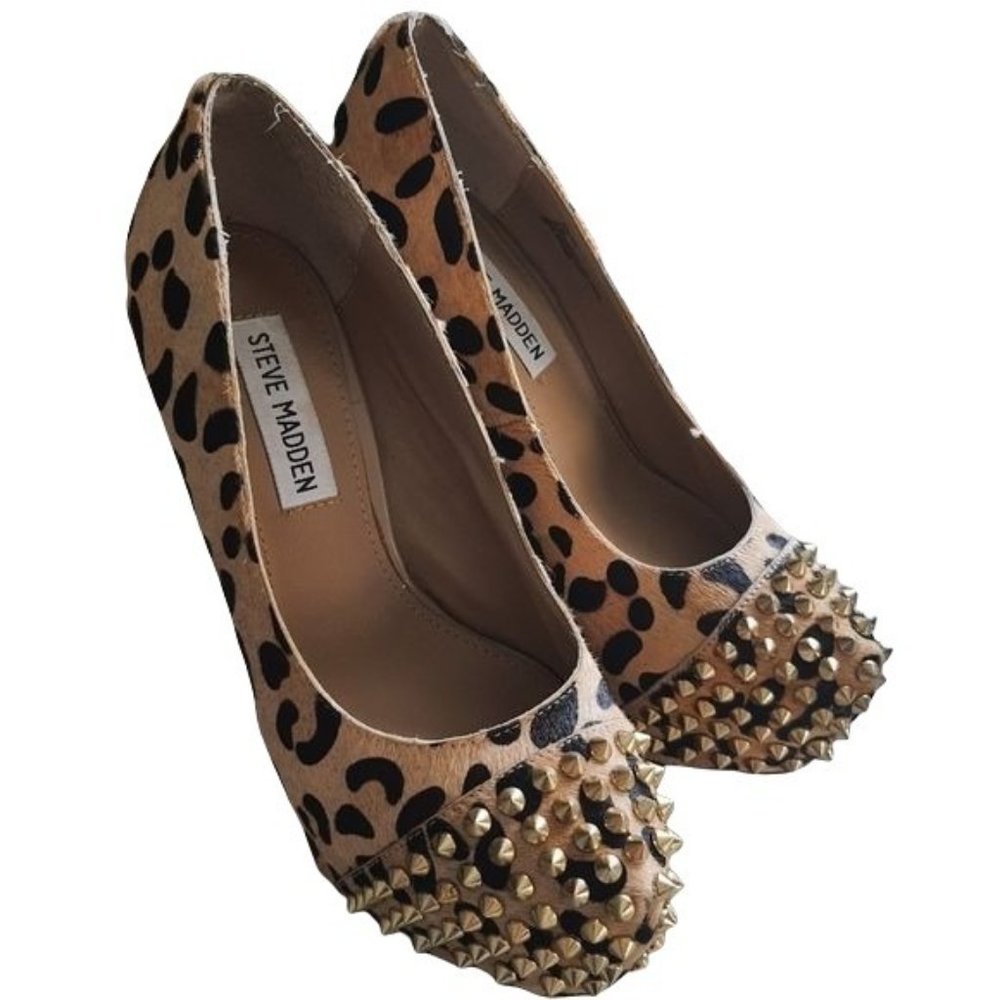 Steve Madden Leopard Print Studded Platform Heels - image 4